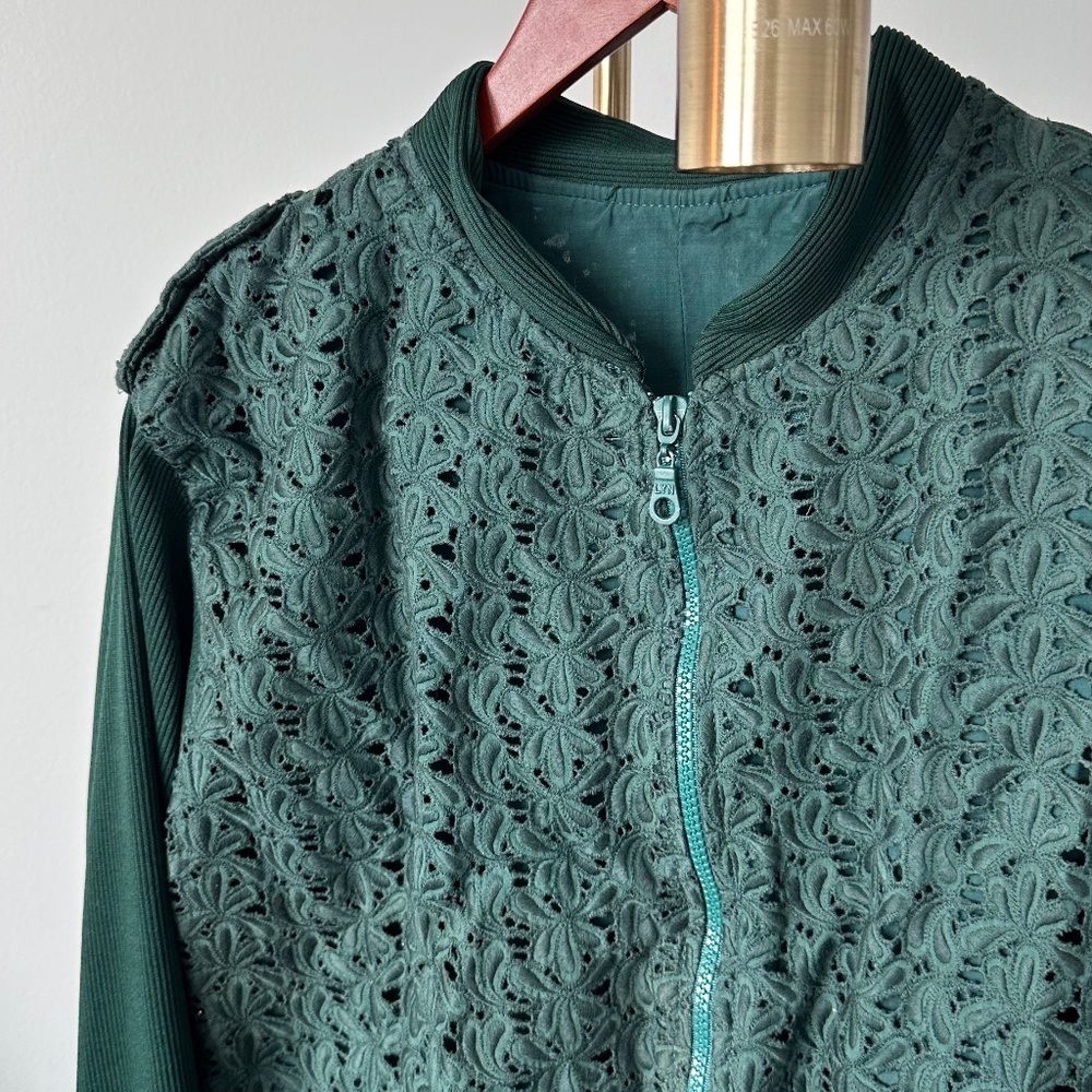 Dark Green Lace Bomber